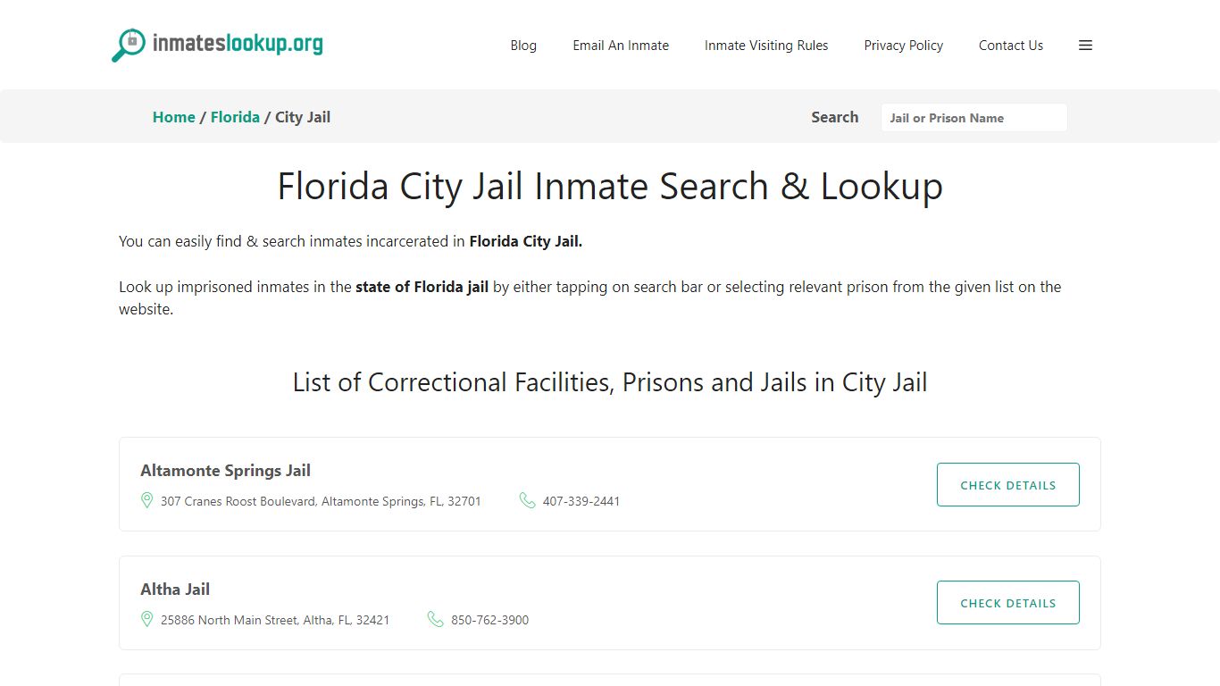 Florida City Jail Inmate Search & Lookup - Inmates lookup